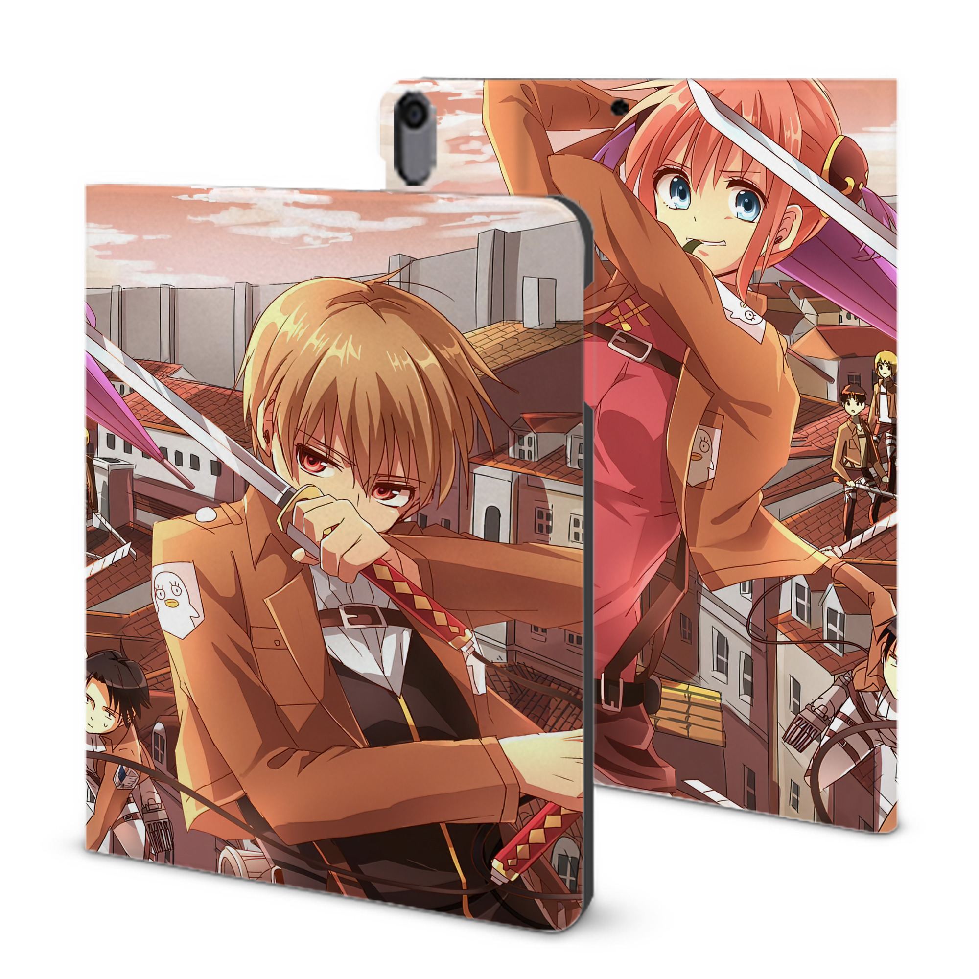 （画像用） 進撃の巨人 Attack on Titan IPad ケース ブック型 PUレザー TPU 耐衝撃 軽量 薄型 ペン収納なし 全面保護 IPad 各モデル対応